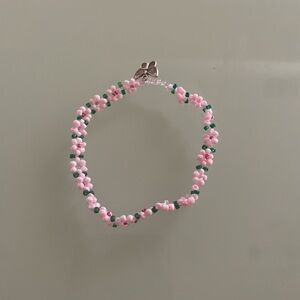 Green and pink bead bracelet